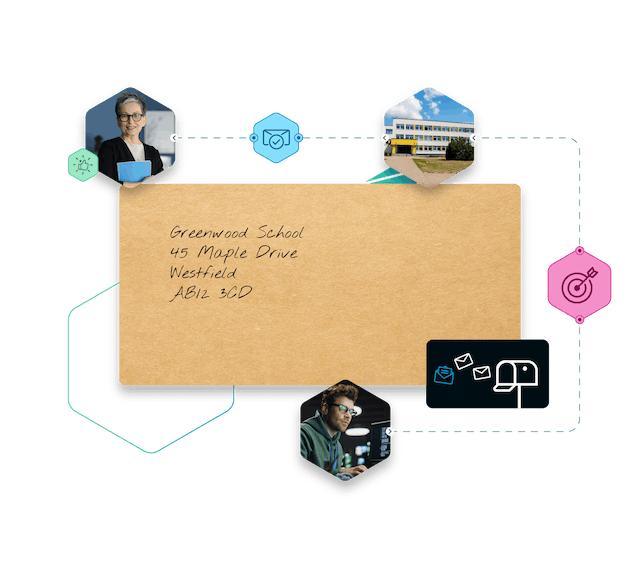 direct mail campaign for postal marketing to schools targeting teachers and decision makers